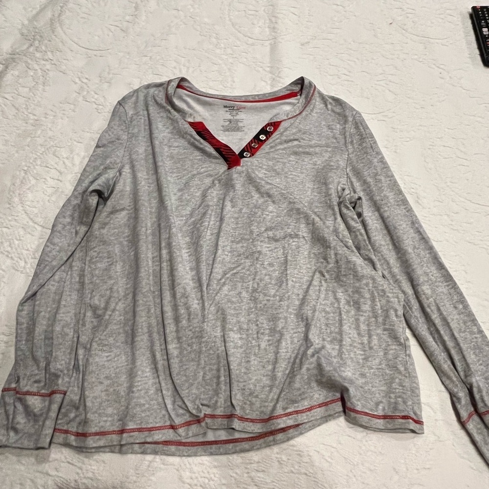 Cozy Gray and Red Women's Long Sleeve Top soft